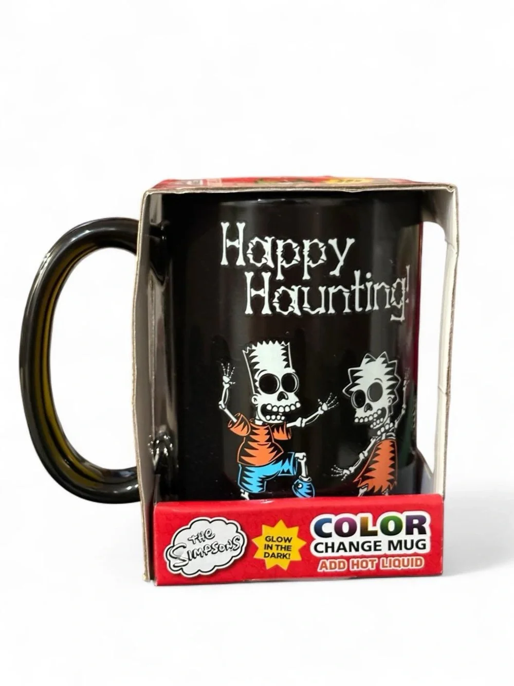 Vtg The Simpsons Halloween Color Change Mug Glow in the Dark Skeleton Zak! 15oz